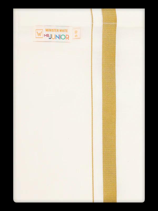 Boys Golden Yellow Color Half Sleeves Shirt with Gold Jari Flexi Dhoti - image 2