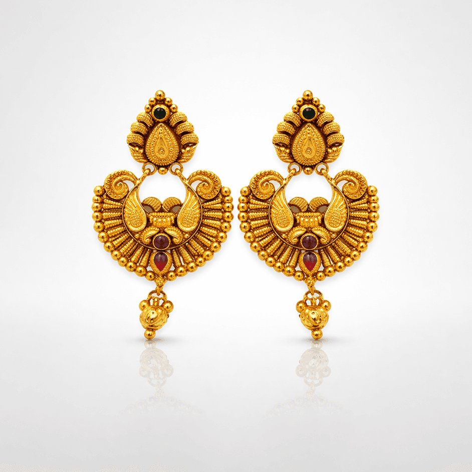 Traditional Peacock Gold-Tone Antique Earrings - image 1