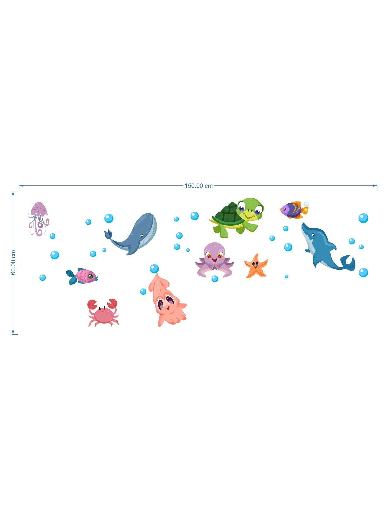 Cute Aquarium Animals Wall Stickers 150*60Cm - image 2