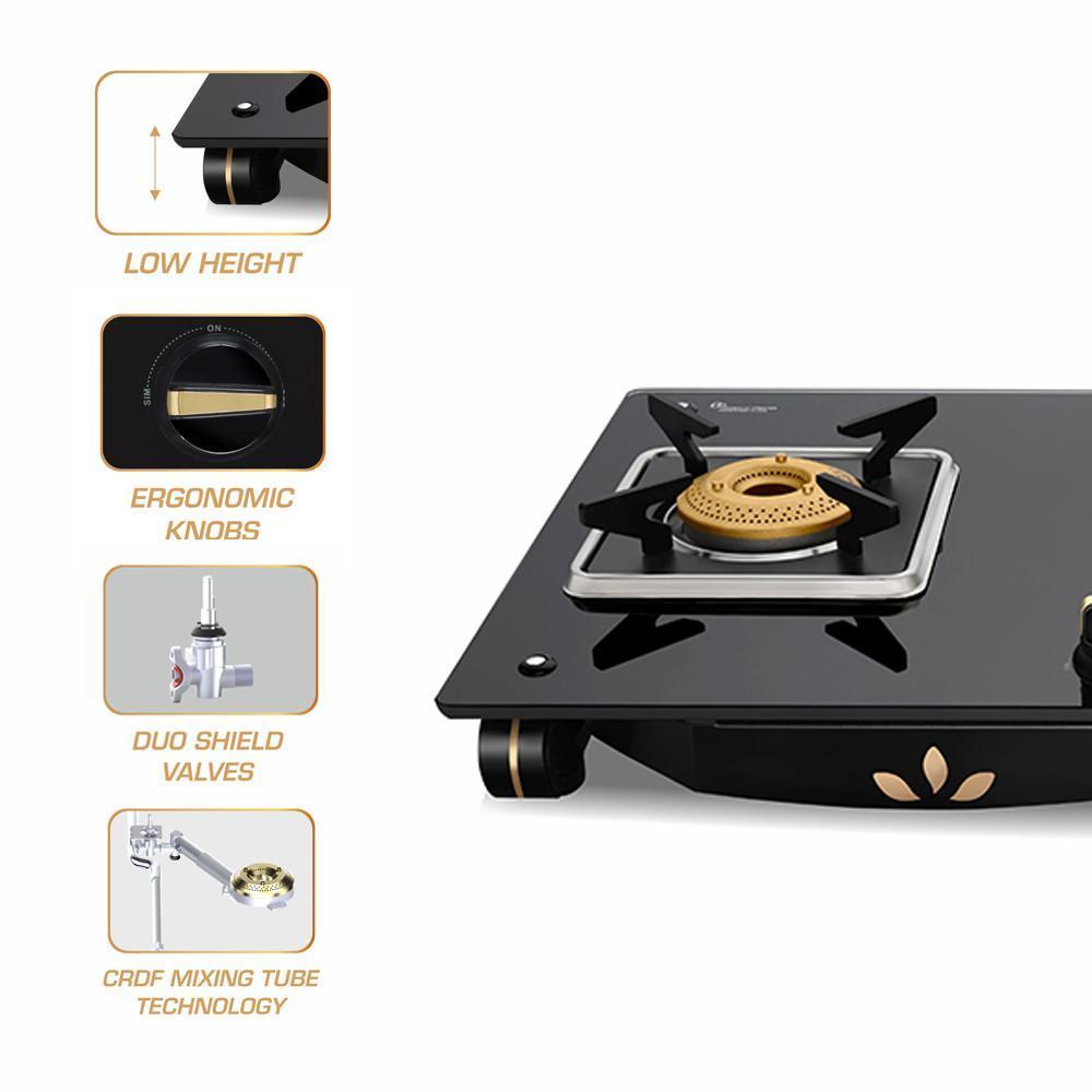 VIDIEM LPG STOVE GLASS TOP 3 BURNER AIR GOLD - image 1