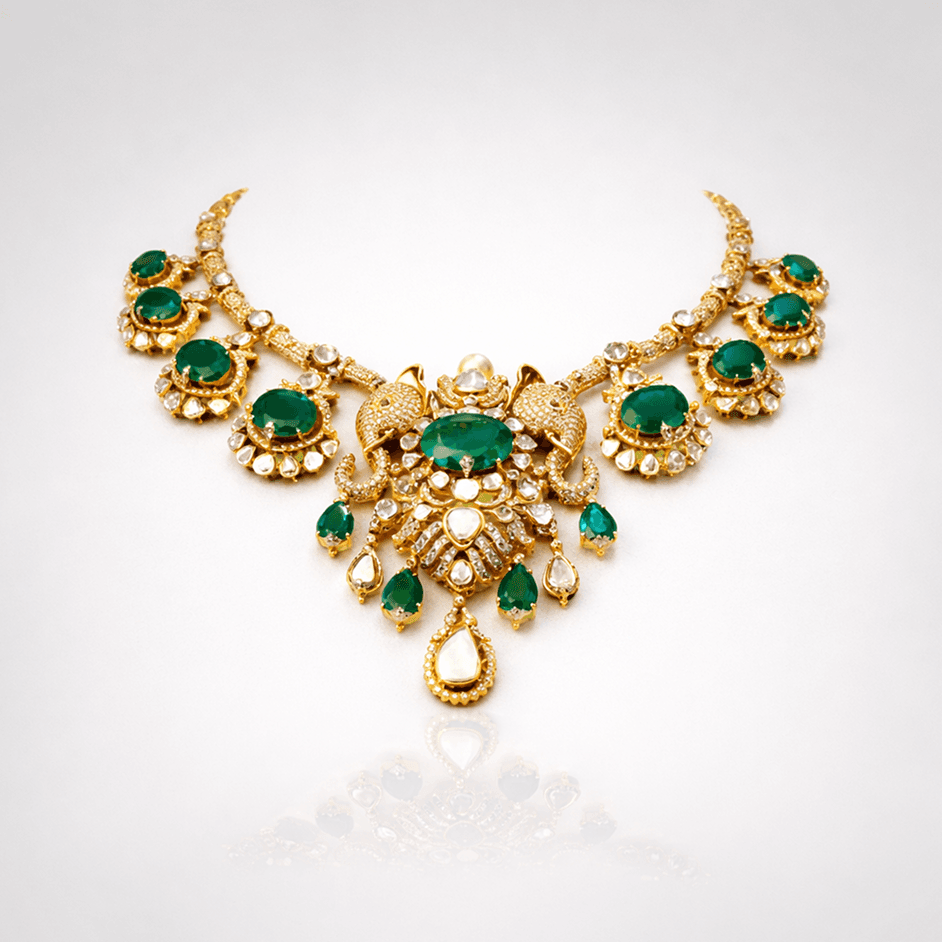 Royal Gaja Emerald Polki Necklace - image 1