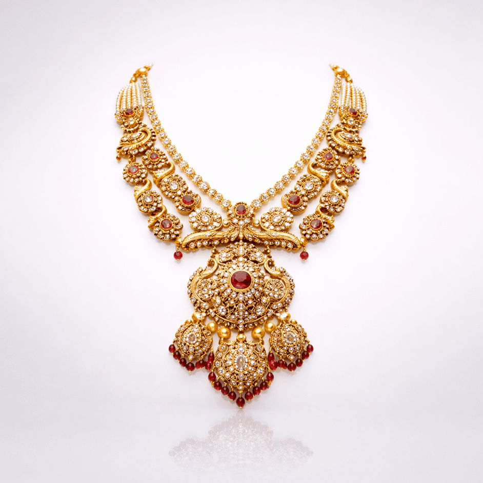Heritage Ruby Pearl Nakshi Necklace - image 1