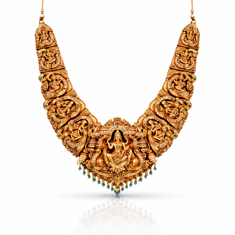 Antique Gold Floral Nakshi Choker - image 1