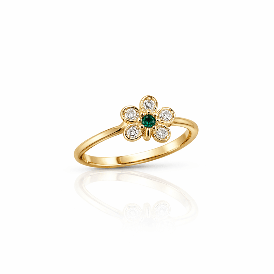 Emerald Bloom Diamond Halo Ring - image 1