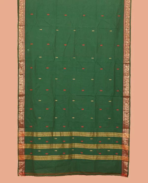 Green Nine-Yard Cotton Saree - image 2