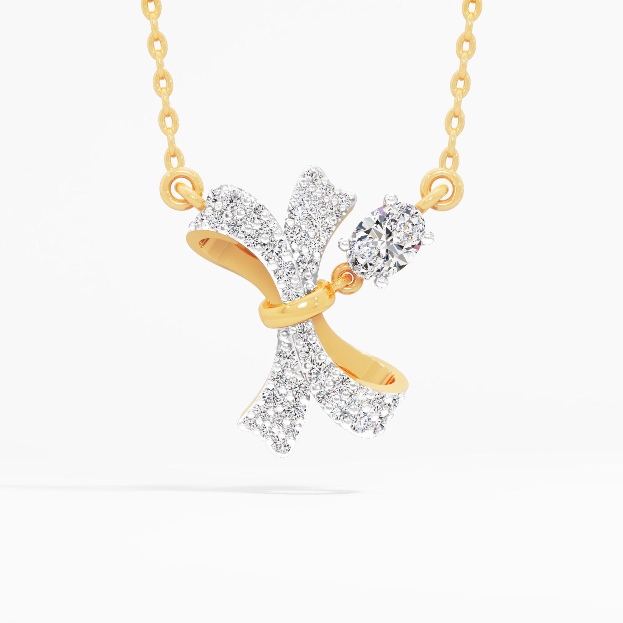 Oval Knotted Diamond Pendant - image 5