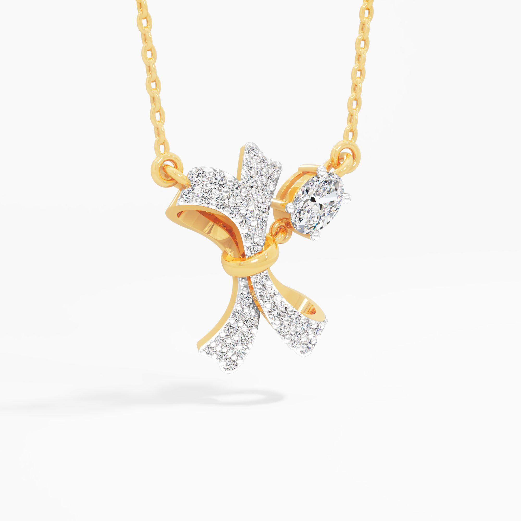 Oval Knotted Diamond Pendant - image 3