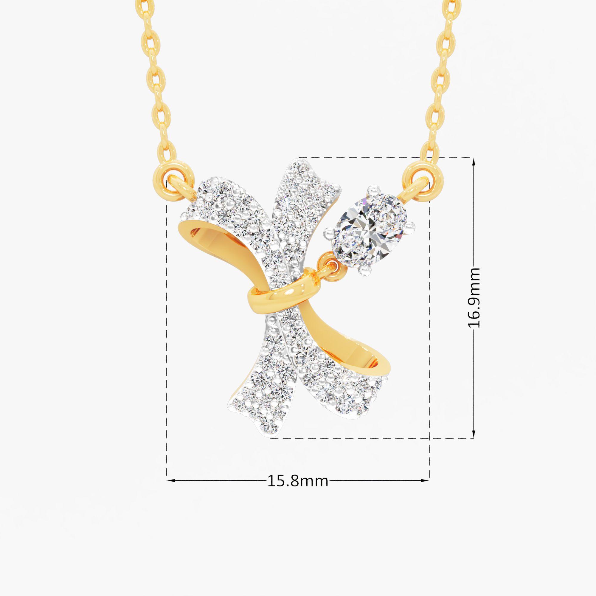 Oval Knotted Diamond Pendant - image 2