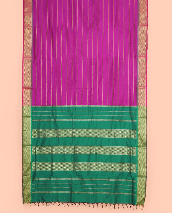 Rani Pink Ten-Yard Art Silk Saree - image 1