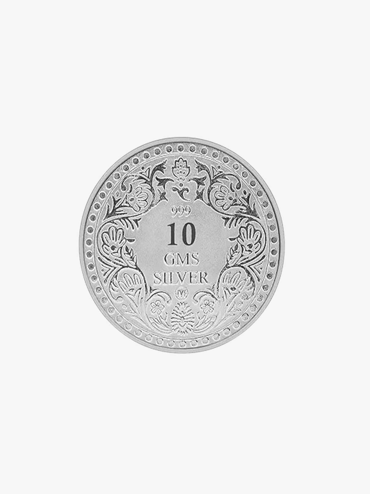 Pure 10 Grams Silver Coin – Floral Border Design - image 1