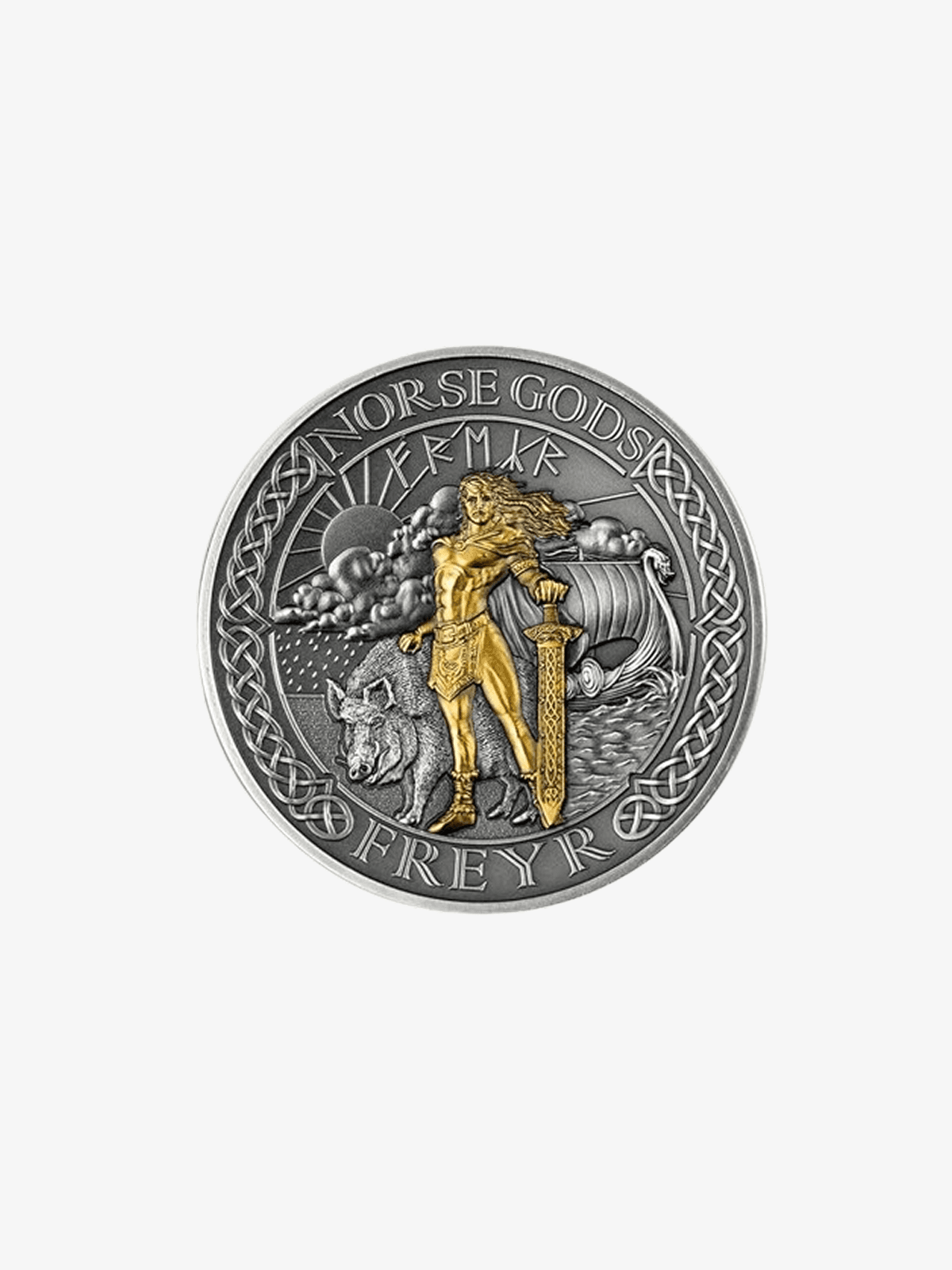 Norse Gods Silver Coin – Freyr, God of Prosperity - image 1