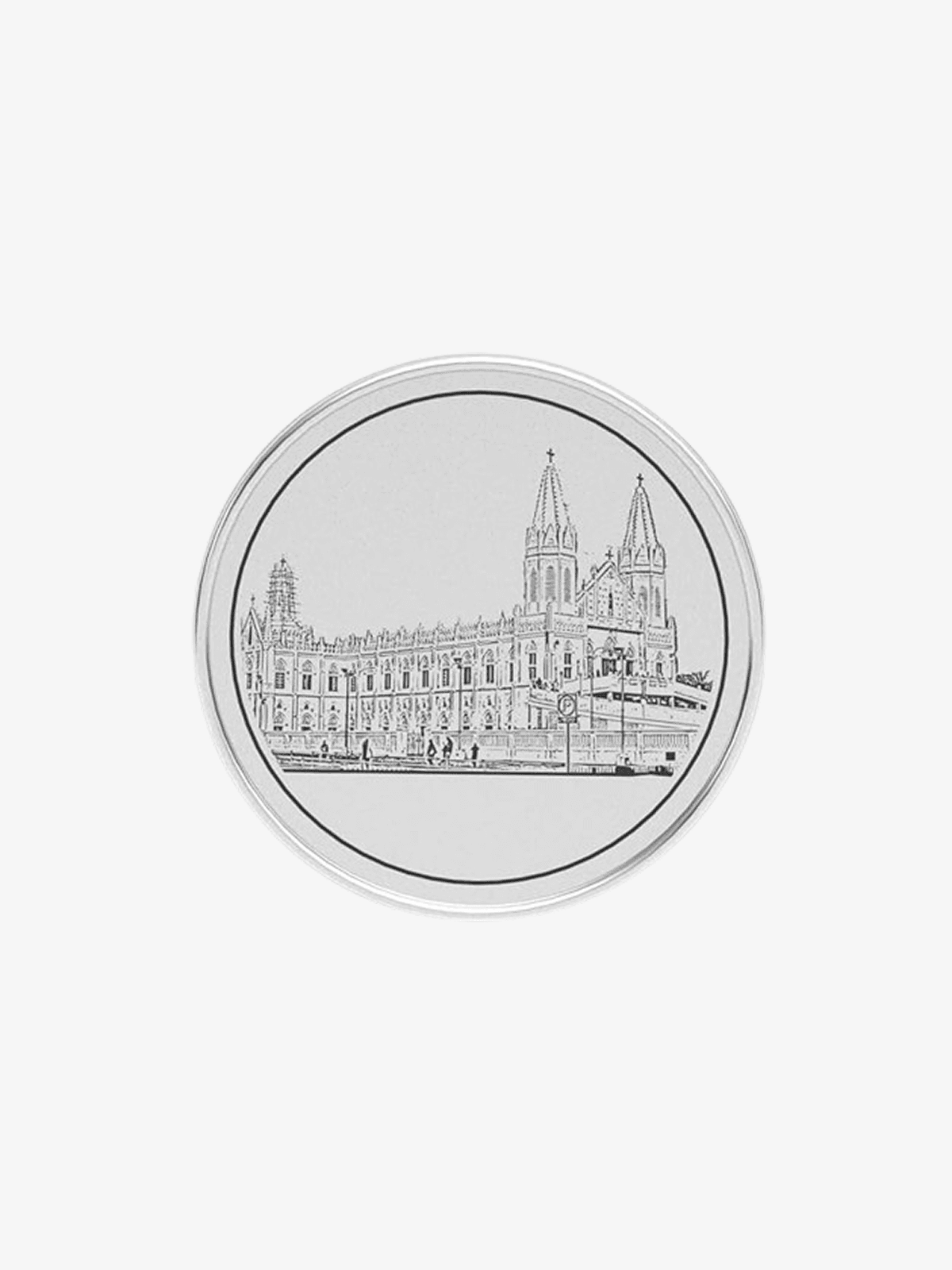 Church Architecture Silver Coin – Fine Line Art Engraving - image 1