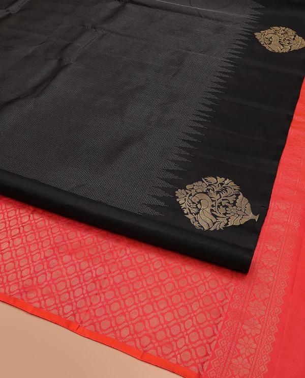 Black Kanchipuram Silk Saree - image 3
