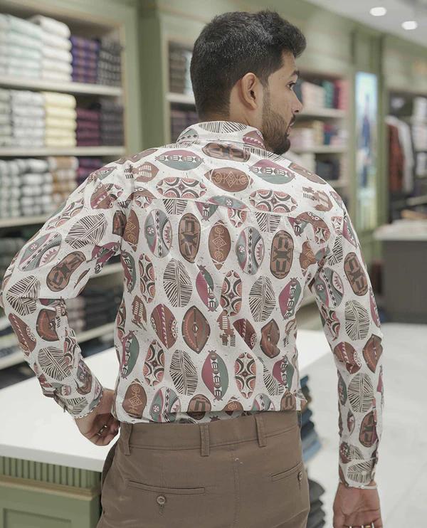 Cream-Brown Cotton-Blended Casual Shirt - image 3