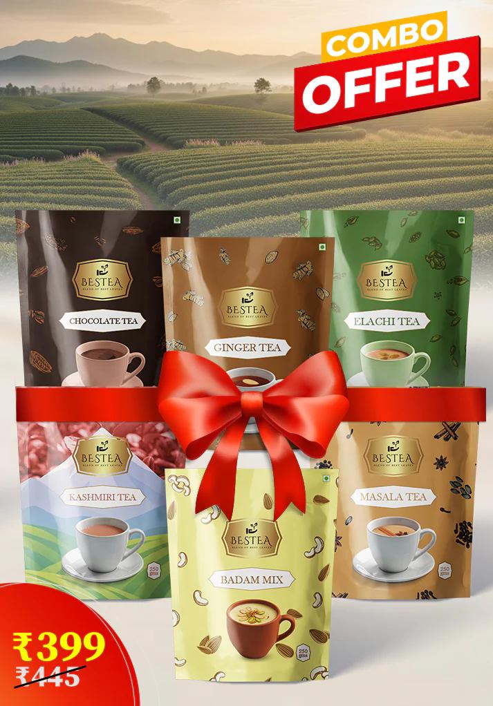 Assorted Tea Varieties Samplers: Badam mix, Masala Tea, Kashmiri, Elaichi, Chocolate, Ginger, - image 2