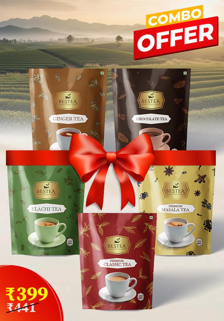 Assorted Tea Varieties Samplers: Premium Classic, Elaichi, Chocolate, Ginger, Premium Masala - image 1