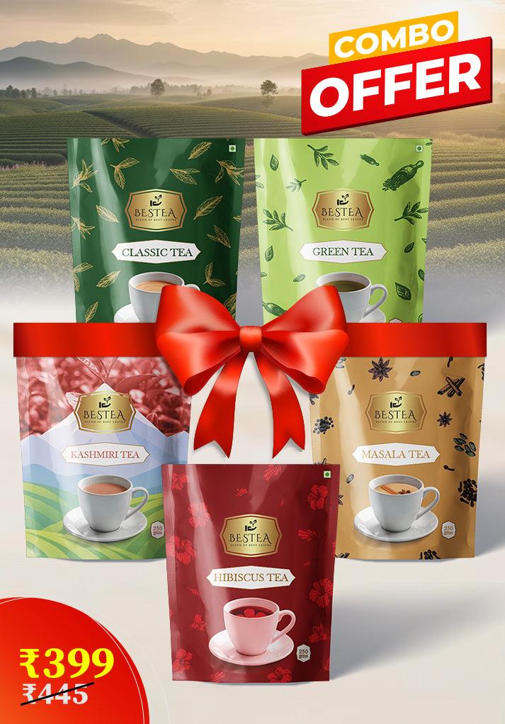 Assorted Tea Varieties Samplers: Classic, Green, Masala, Kashmiri, Hibiscus - image 1