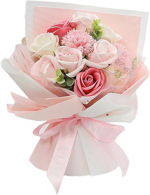 Artificial Soap Flower Rose Bouquet – Pink, Scented - image 1