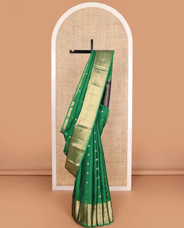 Green rettai manga buttas Vasundhara Lite Silk Mix Saree - image 1