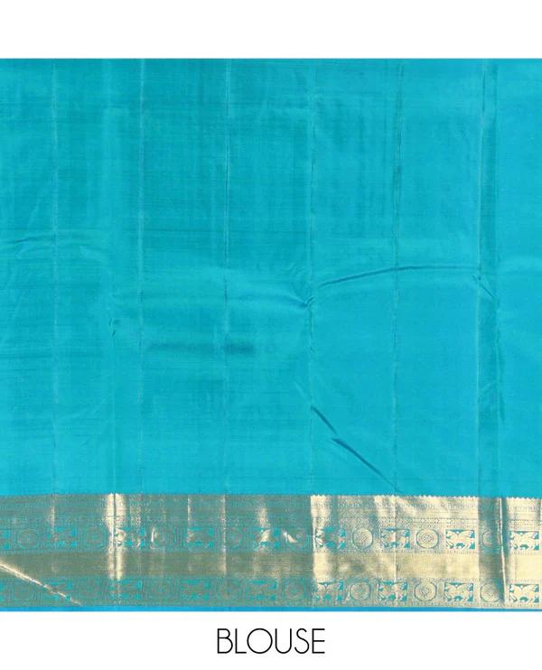 Peacock Blue Vasundhara Silk Saree - image 3