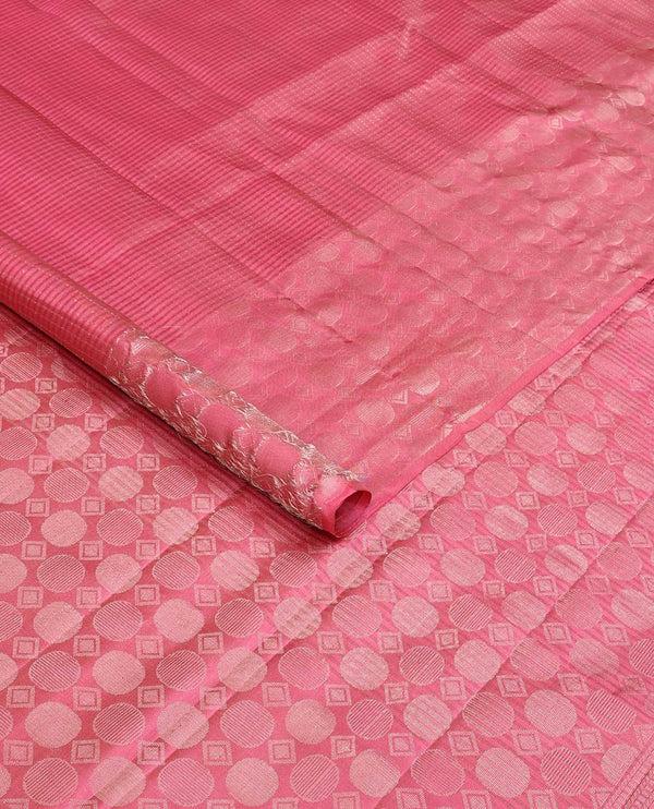 Pink muthu striped soft silk saree - image 2