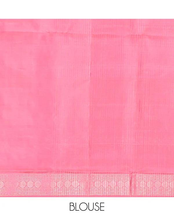 Pink muthu striped soft silk saree - image 4