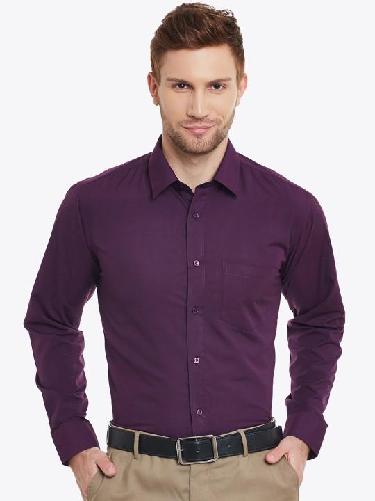 Men's Premium Slim Fit Solid Formal Shirt in Purple – Spread Collar, Long Sleeves - image 1