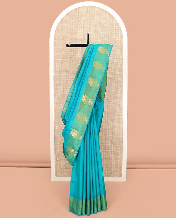 sky Blue Kanchipuram Silk Saree - image 1