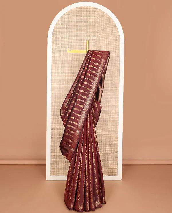 Maroon zari design Vasundhara Lite Silk Mix Saree - image 1