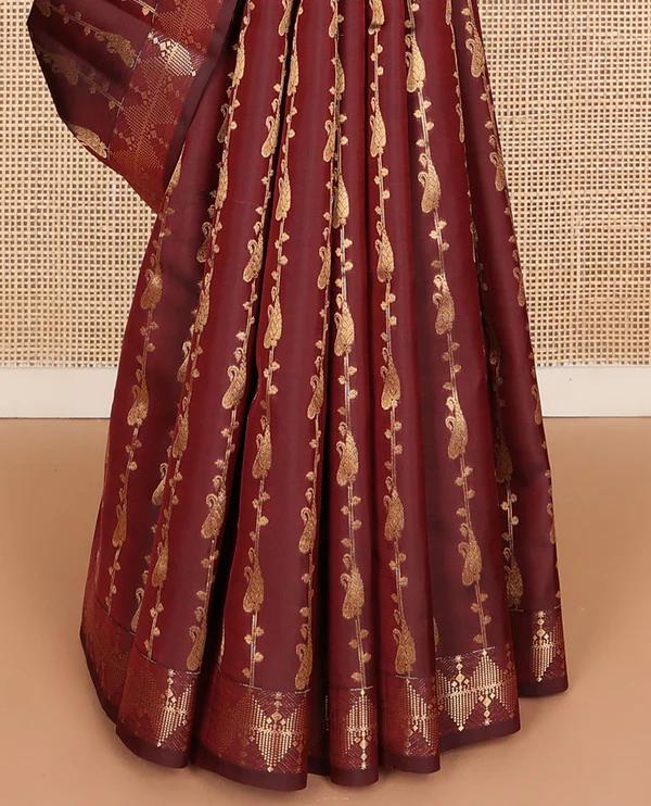 Maroon zari design Vasundhara Lite Silk Mix Saree - image 3