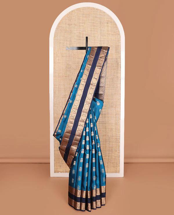 Blue zari buttas Vasundhara silk mix saree - image 1