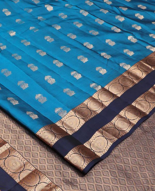 Blue zari buttas Vasundhara silk mix saree - image 2