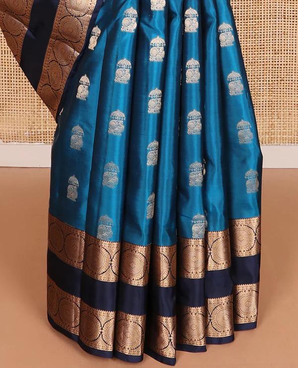 Blue zari buttas Vasundhara silk mix saree - image 3