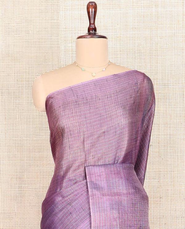Borderless Violet Tussar Silk Saree - image 2