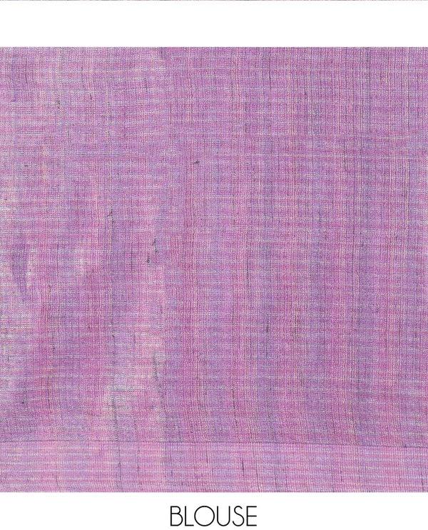 Borderless Violet Tussar Silk Saree - image 4