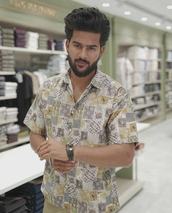 Multi-Color Cotton-Blended Casual Shirt - image 1