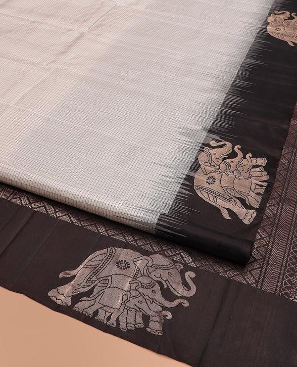 Off-White Kanchipuram Silk Saree - image 3