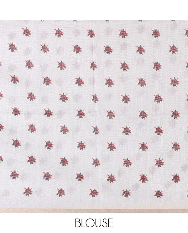 White Christmas poinsettia wreath motifs digital printed Chanderi cotton saree - image 4