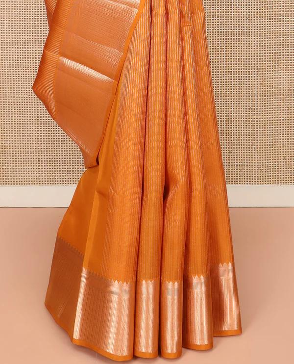 Orange Vasundhara Lite Silk Mix Saree - image 3
