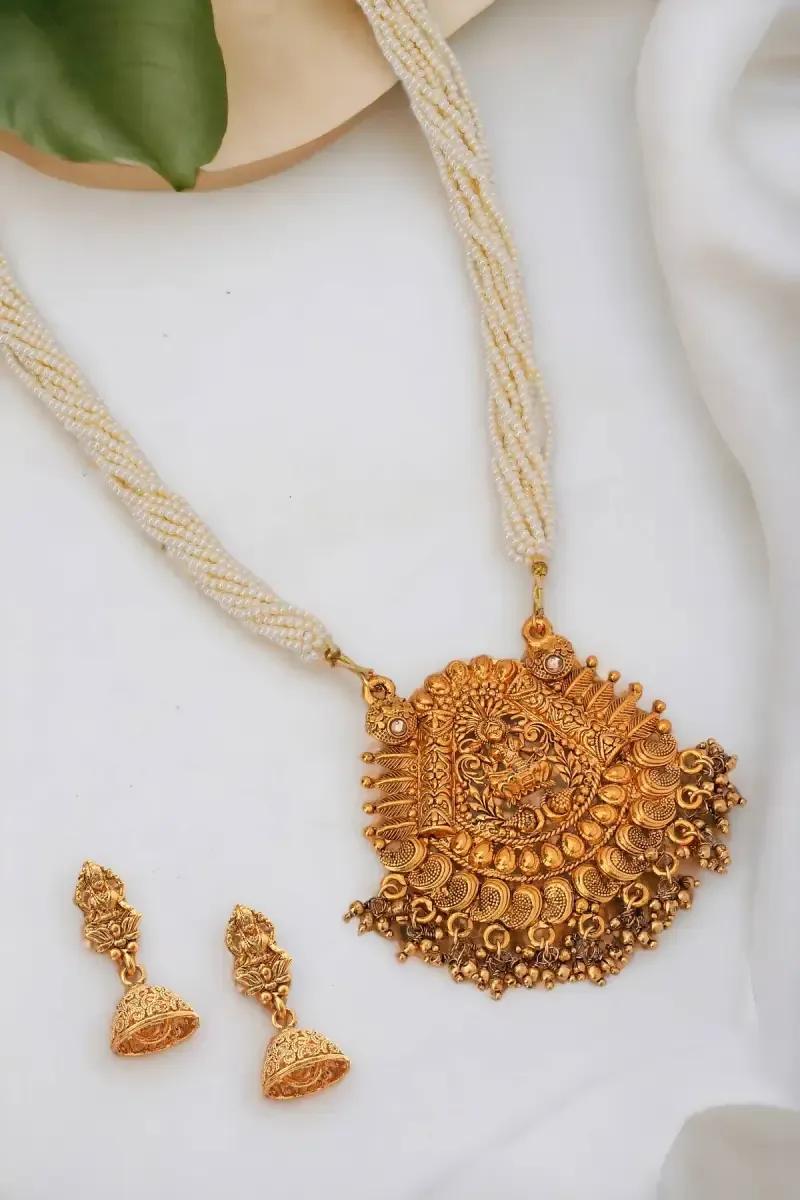 Pearls Lakshmi Design Necklace Set for Women - image 3