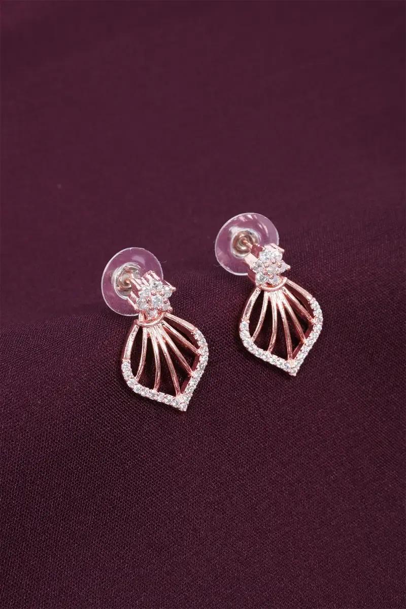 Rose Gold Fan Design AD Necklace Set - image 2