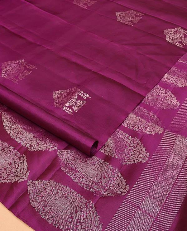 Borderless Purple Mayuri Soft Silk Saree - image 6