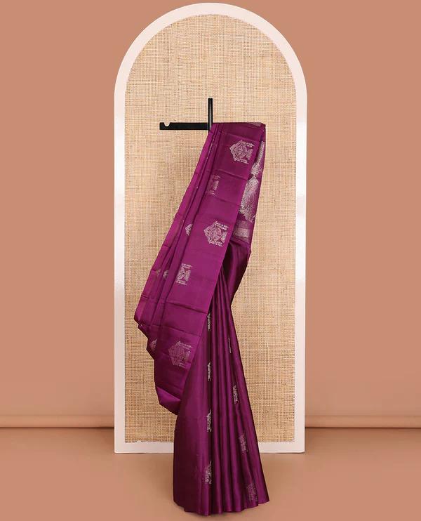 Borderless Purple Mayuri Soft Silk Saree - image 1