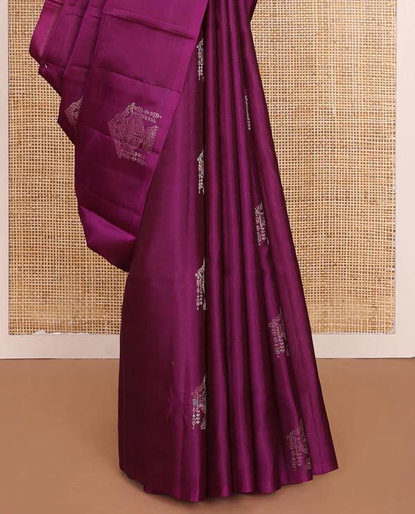 Borderless Purple Mayuri Soft Silk Saree - image 3