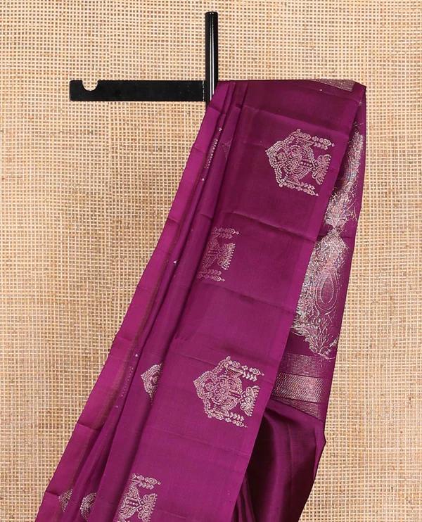 Borderless Purple Mayuri Soft Silk Saree - image 4