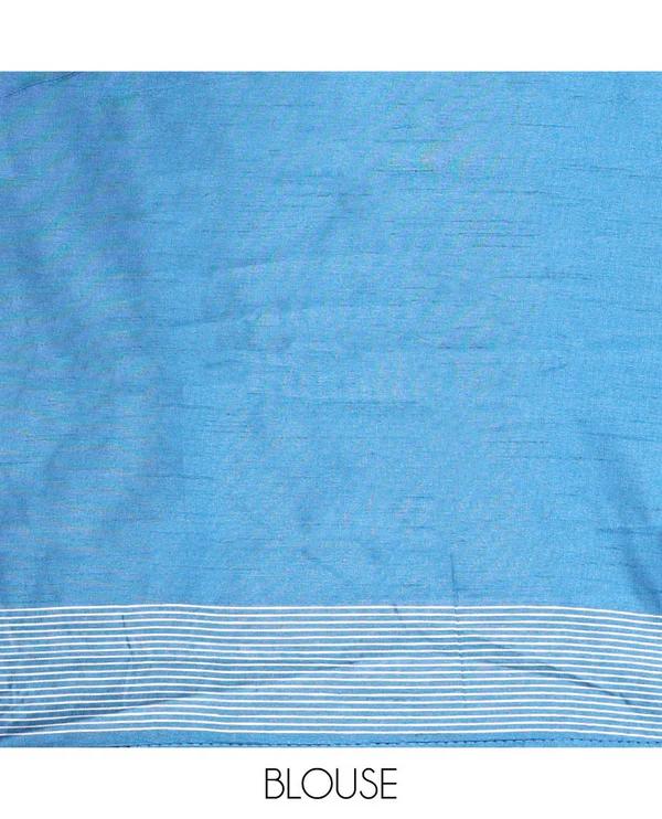 Blue Semi-Raw Silk Saree - image 2