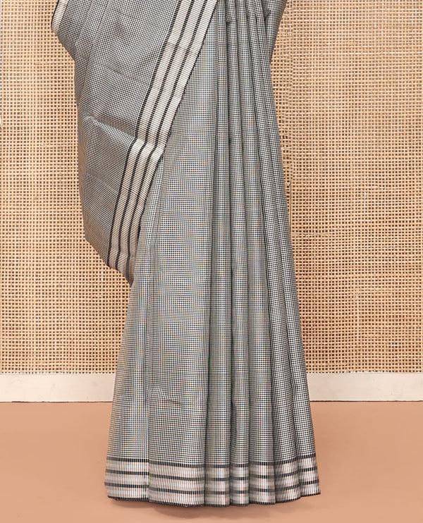 White and Black Mayuri Soft Silk Saree - image 4