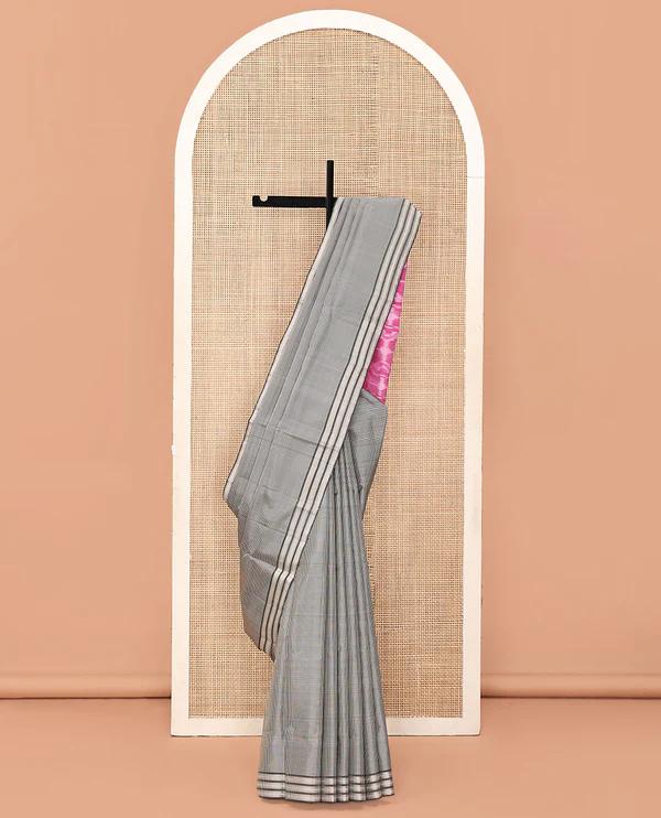 White and Black Mayuri Soft Silk Saree - image 1