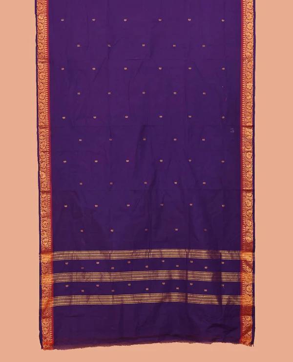 Violet Nine-Yard Cotton Saree - image 1