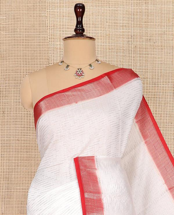 White Assam Silk Saree - image 4